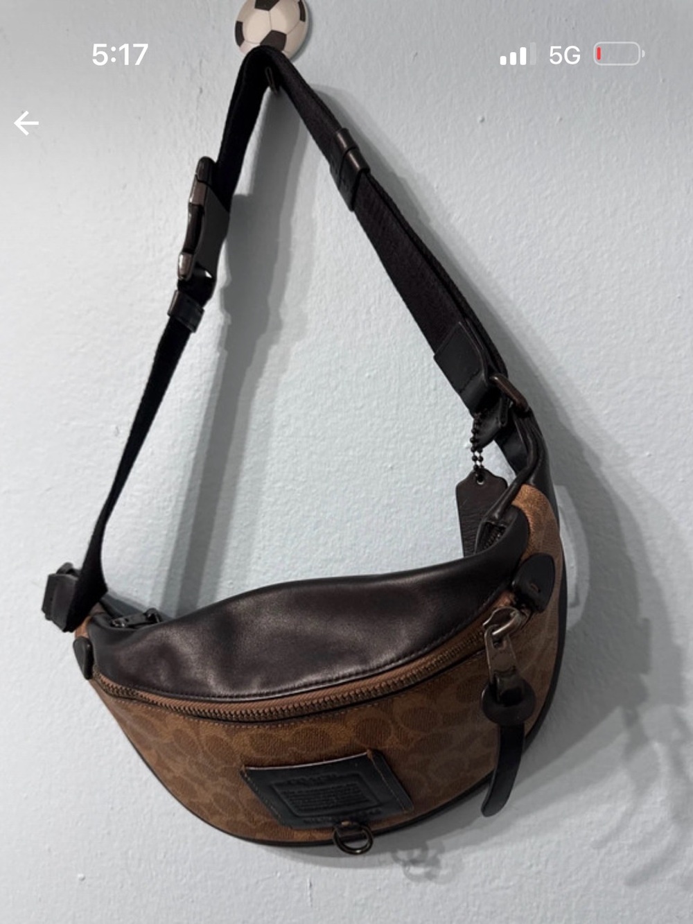 Brown Leather-Trim Men’s Sling Bag - Designer Style